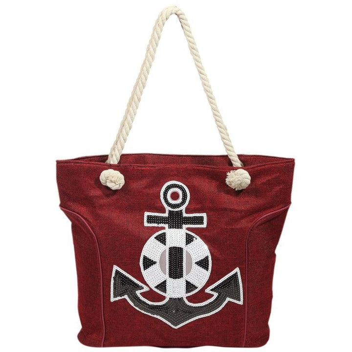 Strandtasche Anchor Shine – maritime Schultertasche mit Pailletten Ankermotiv in 4 Farben
