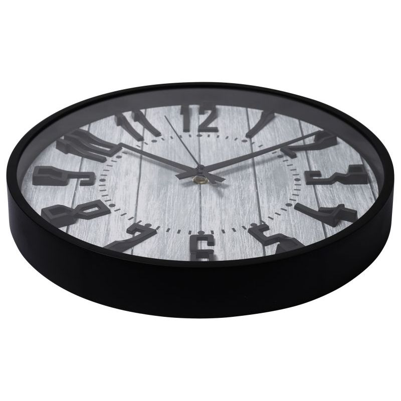 Wanduhr Holzoptik Grau – moderne Design Wanduhr in Schwarz und Grau mit rustikalem Charakter