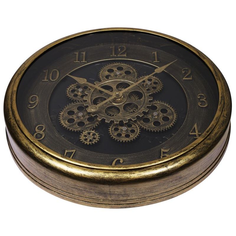 Skelett Wanduhr Industrial Vintage – stilvolle Wanduhr mit Zahnrad Design in Gold