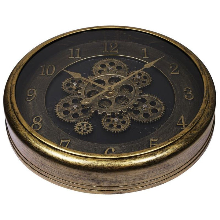 Skelett Wanduhr Industrial Vintage – stilvolle Wanduhr mit Zahnrad Design in Gold