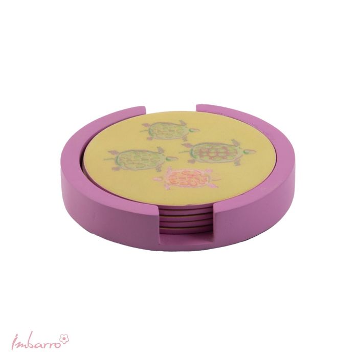 Untersetzer Set Turtles – dekorative Glasuntersetzer mit Halter aus Eisen