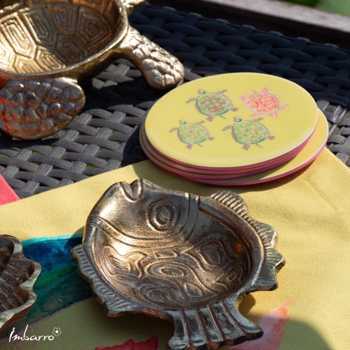 Untersetzer Set Turtles – dekorative Glasuntersetzer mit Halter aus Eisen
