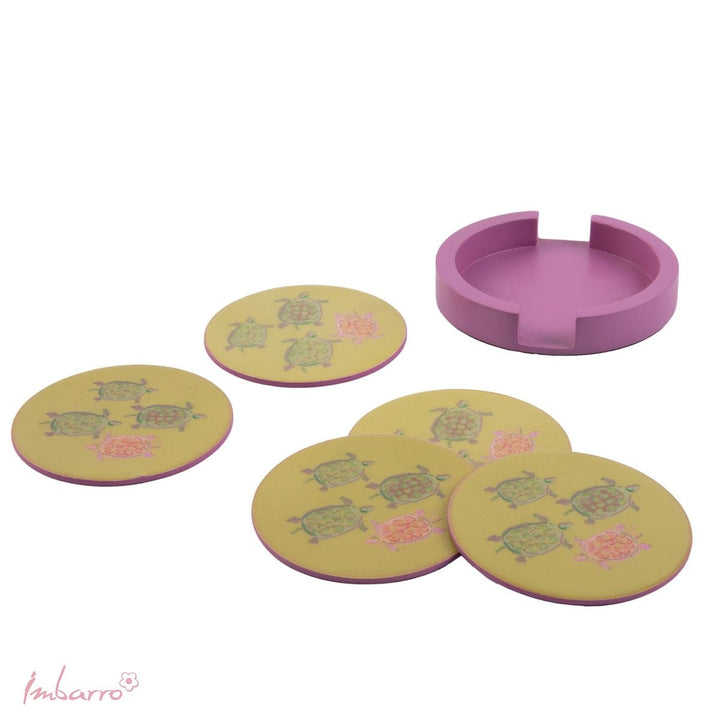 Untersetzer Set Turtles – dekorative Glasuntersetzer mit Halter aus Eisen