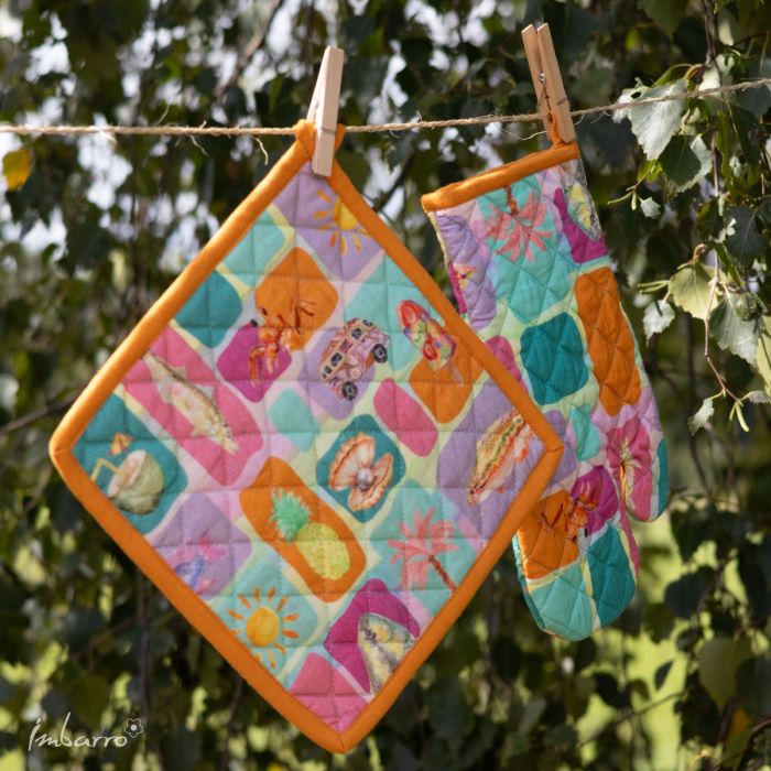 Topflappen Tropical 2er Set – farbenfrohe Küchenhelfer aus Baumwolle im Sommerdesign