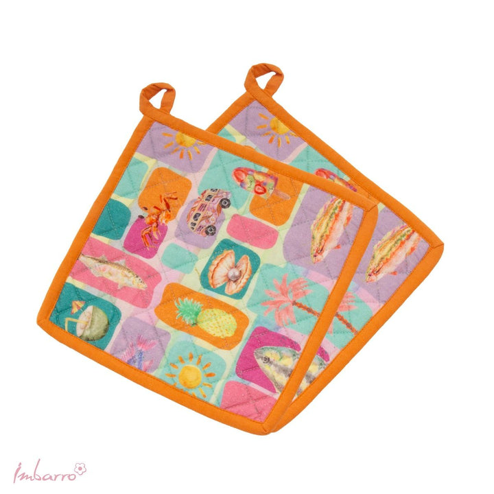 Topflappen Tropical 2er Set – farbenfrohe Küchenhelfer aus Baumwolle im Sommerdesign