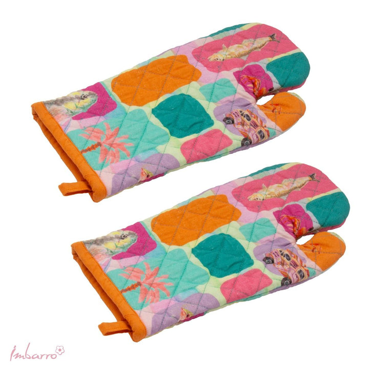 Ofenhandschuh Tropical 2er Set – farbenfroher Hitzeschutz aus Baumwolle im Sommerdesign