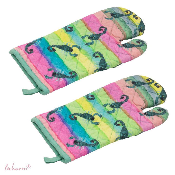 Ofenhandschuh Scorpion 2er Set – farbenfroher Hitzeschutz aus Baumwolle im maritimen Design