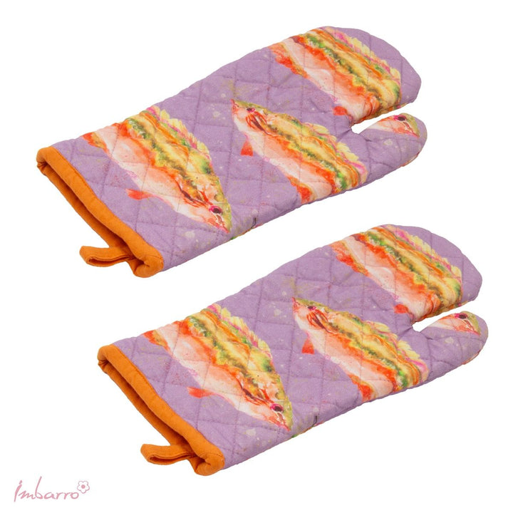 Ofenhandschuh Fish 2er Set – dekorativer Hitzeschutz aus Baumwolle im maritimen Design