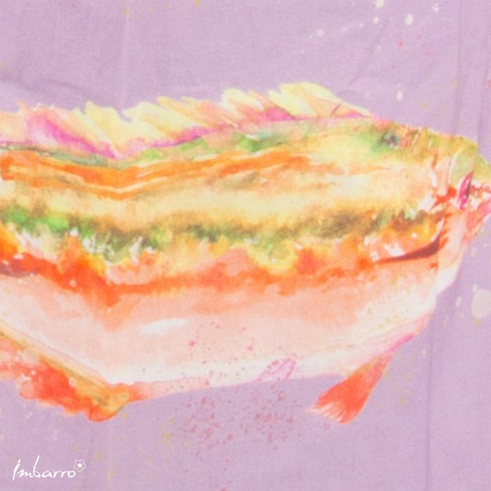 Küchenschürze Fisch Lila – stilvolle Schürze aus Baumwolle mit maritimem Motiv