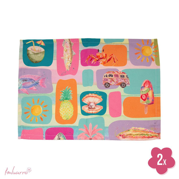 Platzset Summer Vibes 2er Set – dekorative Tischsets aus recyceltem Kunststoff in Multicolor