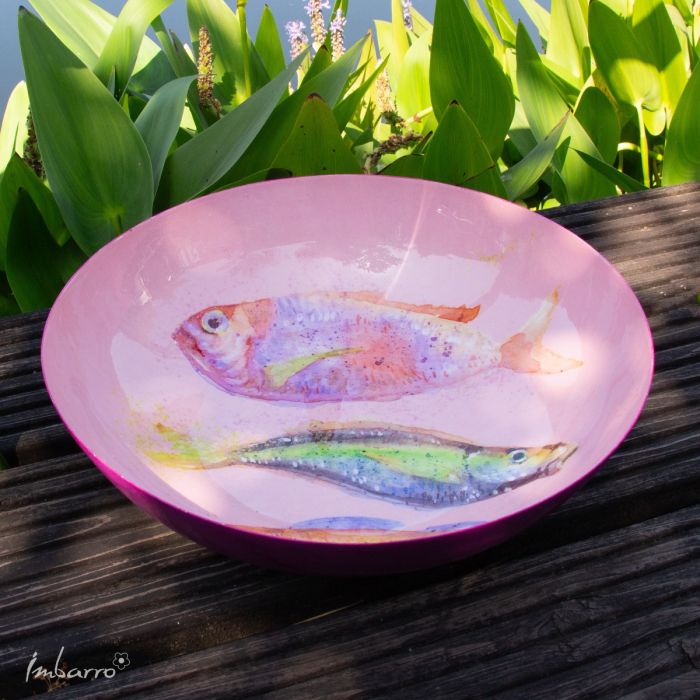 Schale Fish – dekorative Metallschale mit Fischmotiv in Rosa