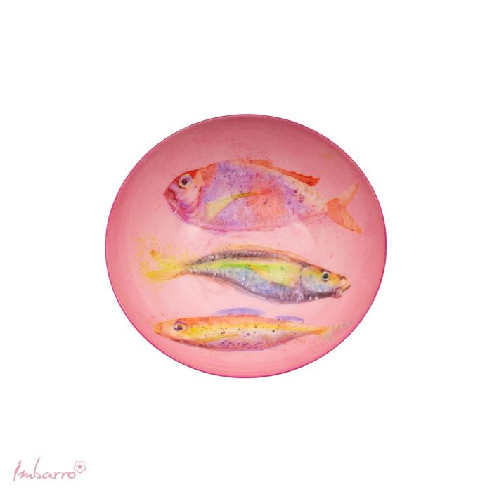 Schale Fish – dekorative Metallschale mit Fischmotiv in Rosa Ø 15 cm