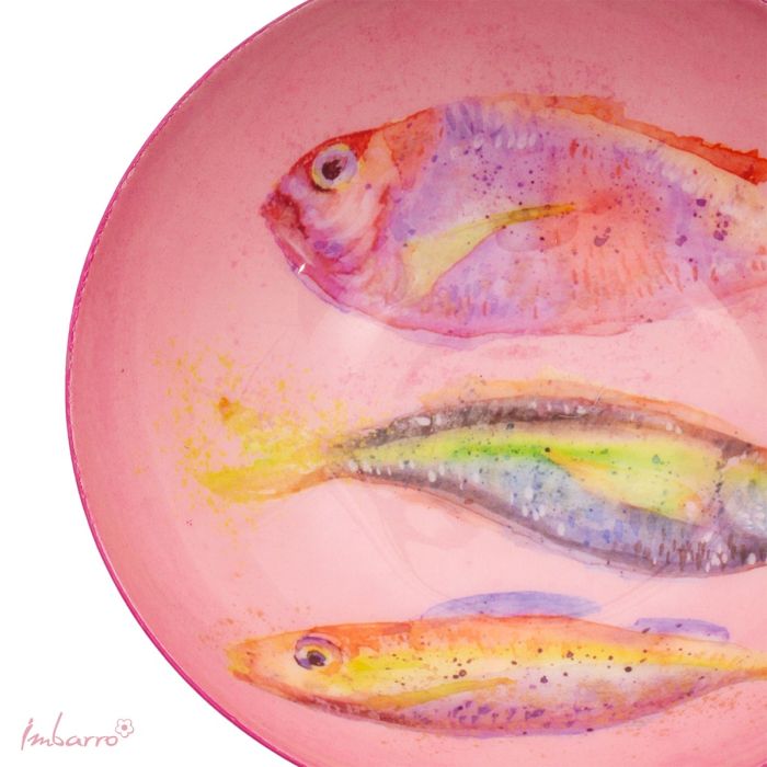 Schale Fish – dekorative Metallschale mit Fischmotiv in Rosa Ø 15 cm