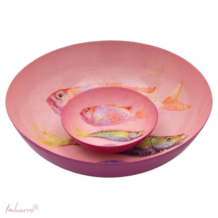 Schale Fish – dekorative Metallschale mit Fischmotiv in Rosa Ø 15 cm