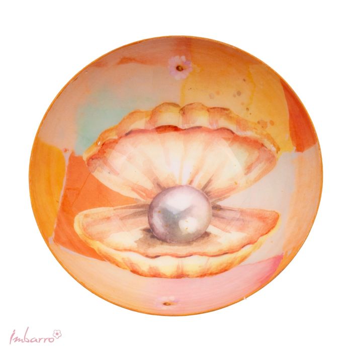Schale Pearl – dekorative Metallschale mit Muschelmotiv in Multicolor
