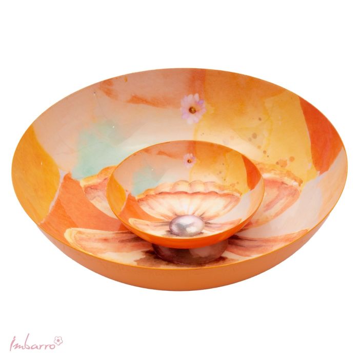 Schale Pearl – dekorative Metallschale mit Muschelmotiv in Multicolor