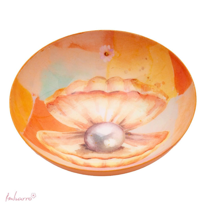 Schale Pearl – dekorative Metallschale mit Muschelmotiv in Multicolor