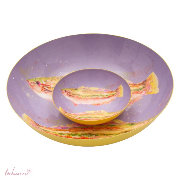 Schale Fish – dekorative Metallschale mit Fischmotiv in Lila Ø 15 cm