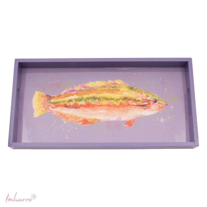 Tablett Fish – dekoratives Serviertablett aus Holz in Lila