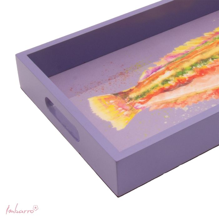 Tablett Fish – dekoratives Serviertablett aus Holz in Lila