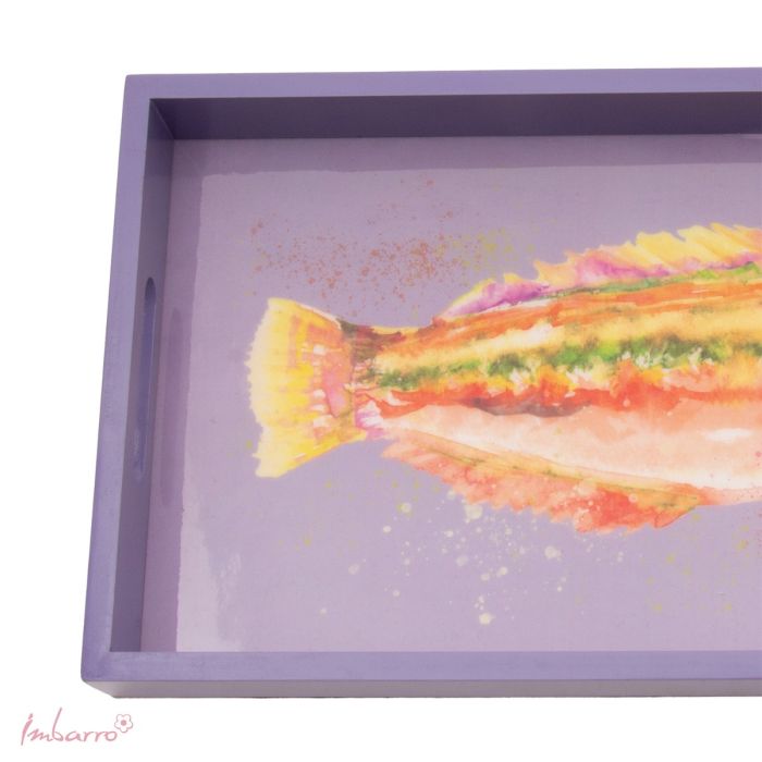 Tablett Fish – dekoratives Serviertablett aus Holz in Lila