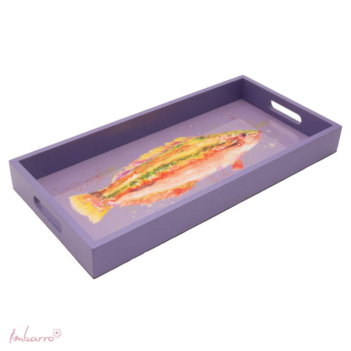 Tablett Fish – dekoratives Serviertablett aus Holz in Lila