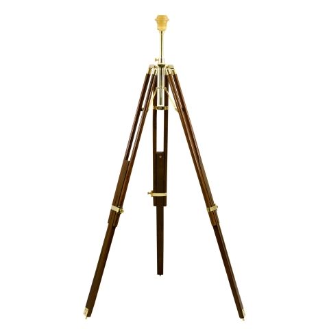 Stativ Lampe – maritime Stehleuchte aus Holz und Messing im klassischen Design