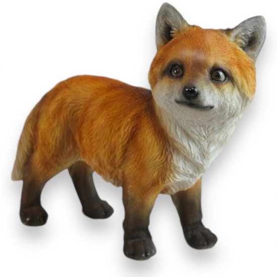Fuchs Figur stehend aus Kunstharz – niedliche Tierfigur für Garten und Wohnraum, 26 cm