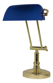 Bankers Lampe – klassische Tischleuchte aus Messing mit Glasschirm in 5 Farben