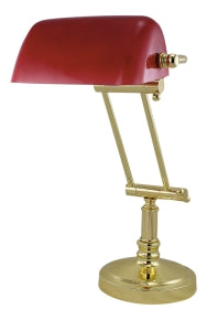 Bankers Lampe – klassische Tischleuchte aus Messing mit Glasschirm in 5 Farben