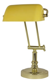 Bankers Lampe – klassische Tischleuchte aus Messing mit Glasschirm in 5 Farben