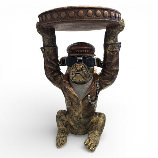Bulldog Butler – dekorativer Beistelltisch mit Bulldogge aus Kunstharz