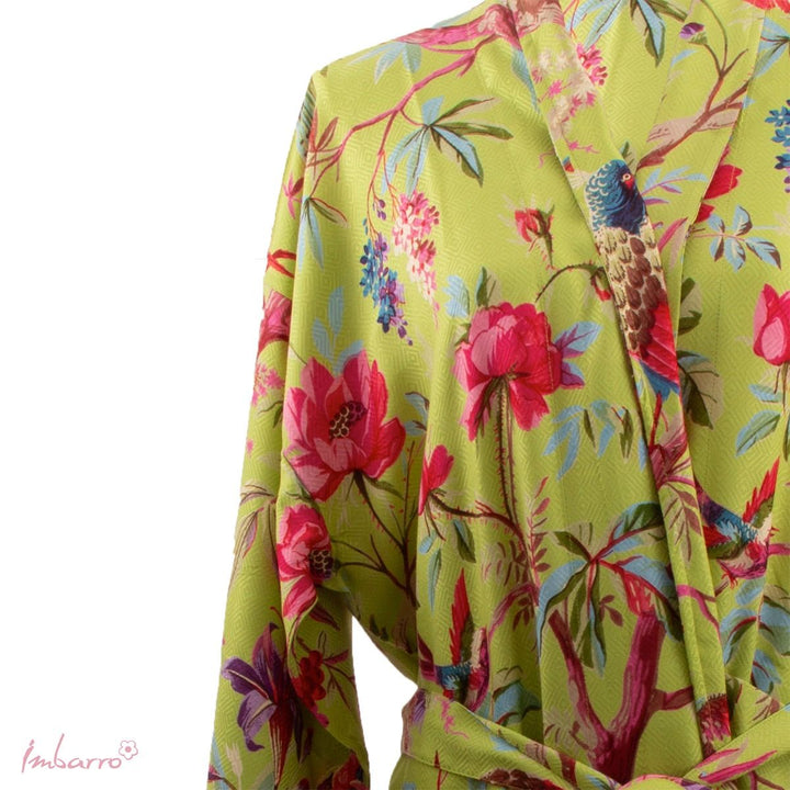 Kimono Grün – Tier Kimono mit Vögeln aus Viskose