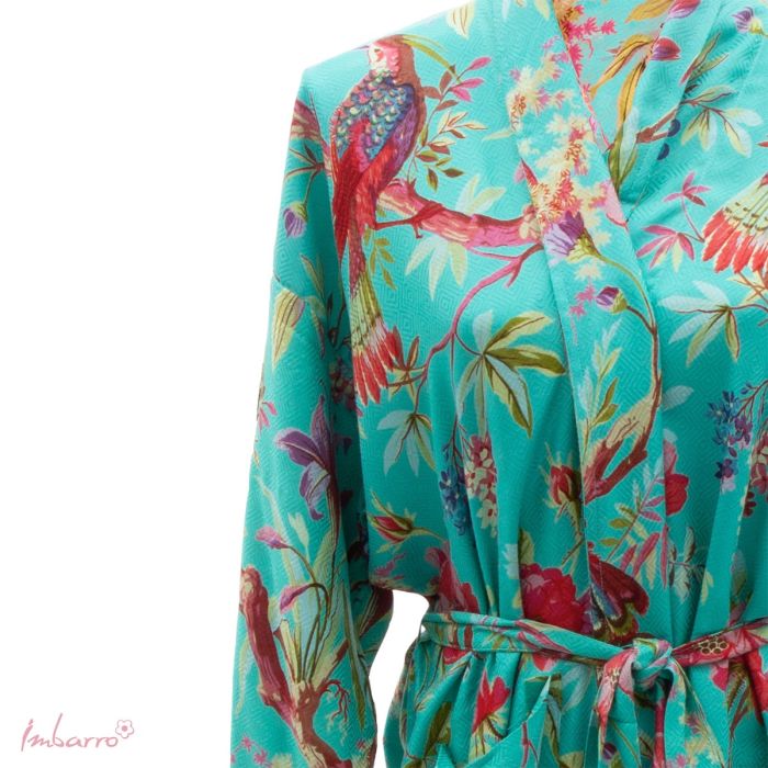 Kimono Blau – Tier Kimono mit Vögeln aus Baumwolle