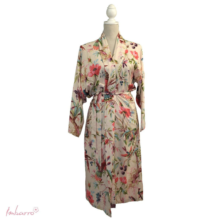 Tier Kimono Ecru Multi – eleganter Kimono mit farbenfrohen Vogelmotiven