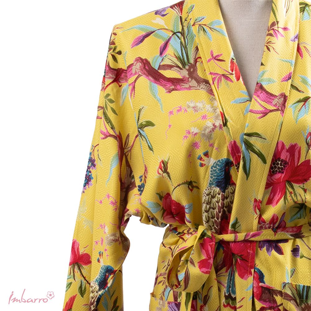 Kimono Grün Multi – Tier Kimono mit exotischen Vogelmotiven