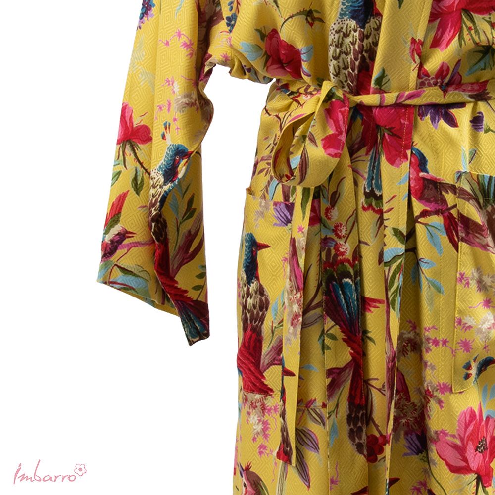 Kimono Grün Multi – Tier Kimono mit exotischen Vogelmotiven