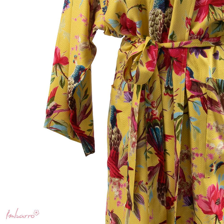 Kimono Grün Multi – Tier Kimono mit exotischen Vogelmotiven