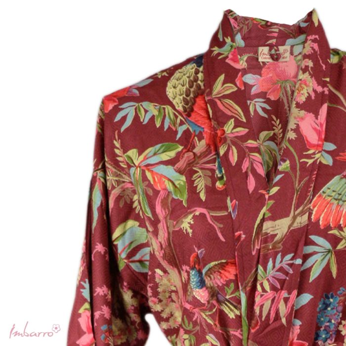Kimono Lila Rot – Tier Kimono mit Vögeln im floralen Design