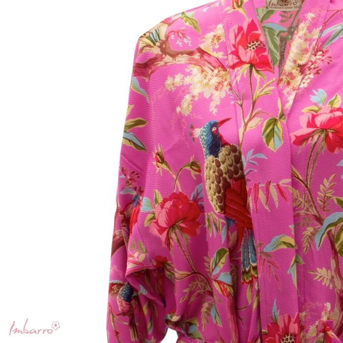 Kimono Lila – Tier Kimono mit floralem Muster aus Viskose