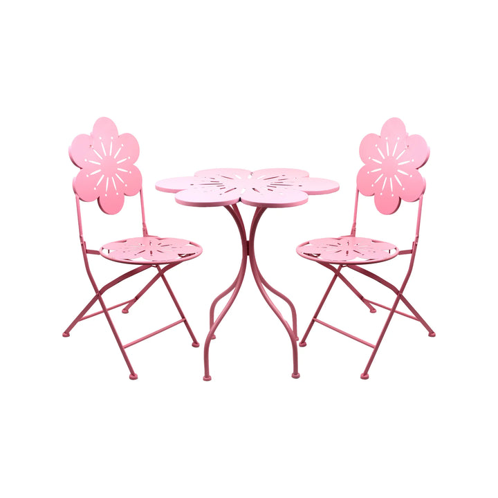 Tisch Stühlegarnitur Blossom aus Eisen in Rosa
