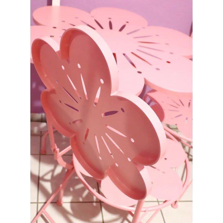 Tisch Stühlegarnitur Blossom aus Eisen in Rosa