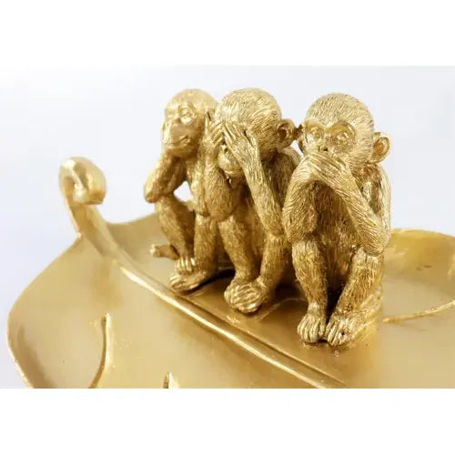 Blattschale Monkey aus Polyresin in Goldoptik