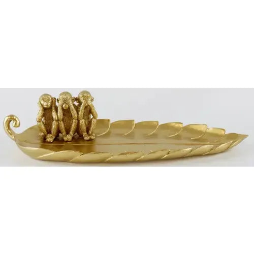 Blattschale Monkey aus Polyresin in Goldoptik