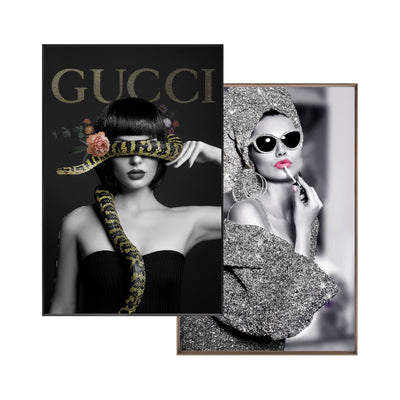 Diamant d`Art Collection Wandbild Gucci mit Schlange und Lady