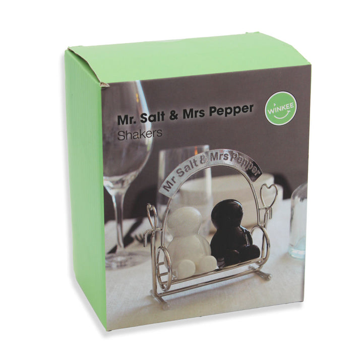 Mr. Salt Mrs Pepper Hollywoodschaukel – Salz und Pfeffer Streuer Set aus Keramik und Metall