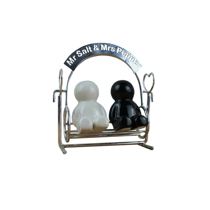 Mr. Salt Mrs Pepper Hollywoodschaukel – Salz und Pfeffer Streuer Set aus Keramik und Metall