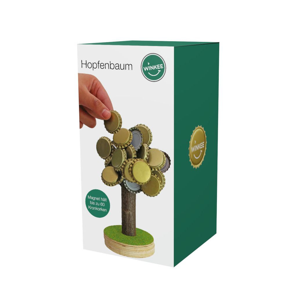 Hopfenbaum Flaschenverschluss Halter aus Holz mit Magnet – originelle Deko für Kronkorken