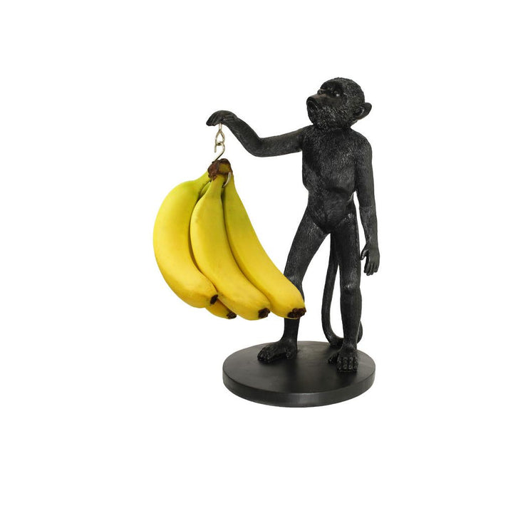 Bananenhalter Affe Schwarz dekorativer Obsthalter aus Resin von Winkee