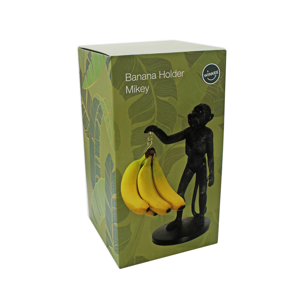 Bananenhalter Affe Schwarz dekorativer Obsthalter aus Resin von Winkee